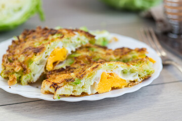 Crispy Cabbage Omelette with Egg for Breakfast