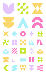 Geometric Symbols Set in Minimalist Design Style. Ideal for UI Design, Stickers, or Simple Graphic Elements