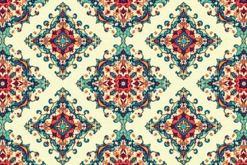 Subtle paisley repeat, muted color palette, soft lines , minimal, geometric