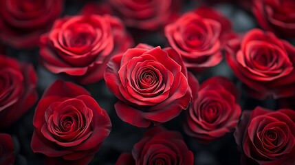 Obraz premium Red Roses Close-Up Bouquet