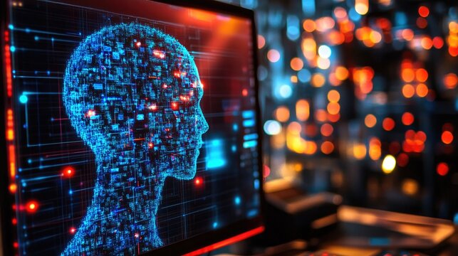AI and human collaboration icons over creative digital workspace, suggesting co-evolution of work and creativity