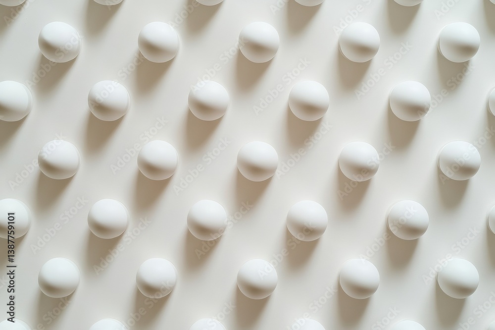 Poster Structured pattern of matte white spheres creates a modern minimalist design on a soft neutral background with refined elegance and simplicity