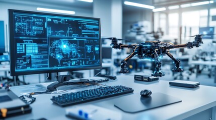 Fototapeta premium Drone Tech Lab Control Station.