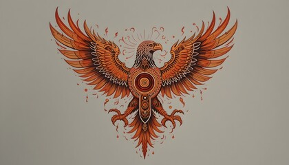 Fototapeta premium Majestic Orange Eagle Illustration Detailed Artwork of a Mythical Bird with Intricate Design