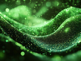 Sparkling green wave action abstract nature scene artistic visualization vibrant environment close-up viewpoint