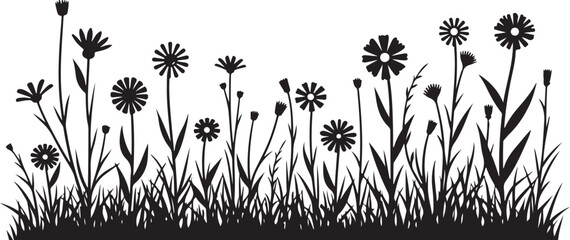 Wildflower Silhouette SVG Bundle | Floral Border Vector Clipart for Cricut & Crafts


