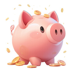 Fototapeta premium Piggy bank coin savings on a digital illustration financial concept