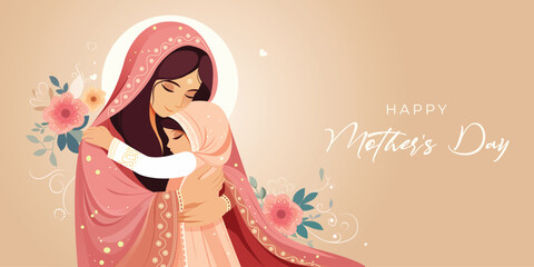 Woman hugs her daughter. Generation and family. Mom with a girl. Vector. Characters in flat style. Hug and support. Caring for family and love, Mother's day card set