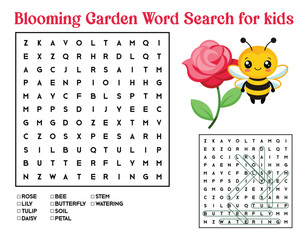 Blooming Garden Word Search for kids