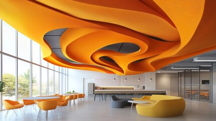 Modern orange ceiling office space