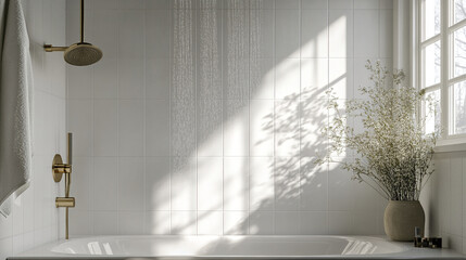 White bathroom with clean lines and natural light