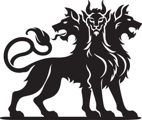 Three-headed dog logo