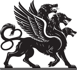 Three-headed dog logo