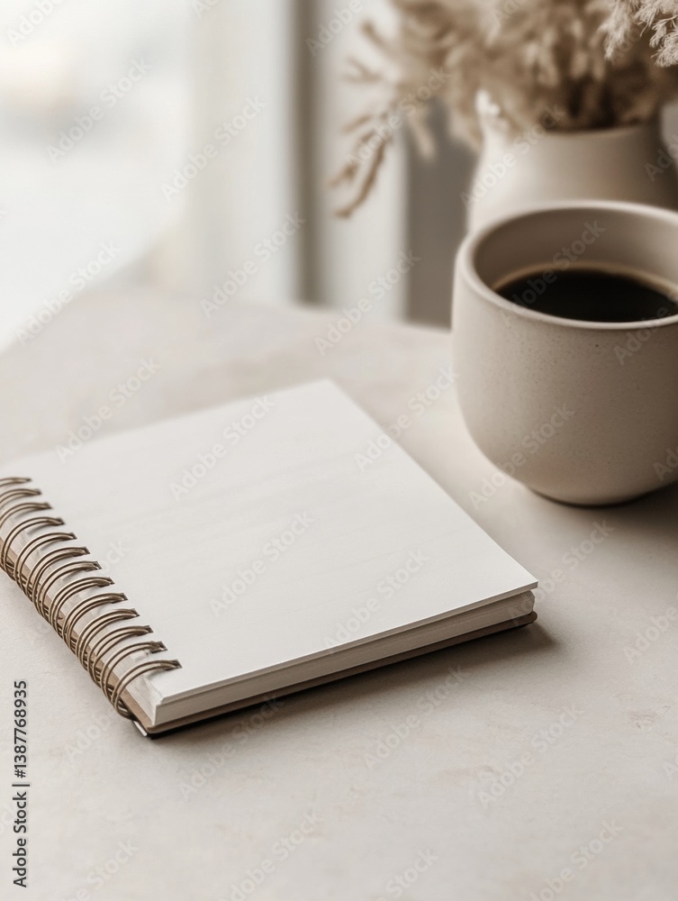 Fototapete modern desk calendar in soft neutral tones with clean structured composition on a minimalist workspa