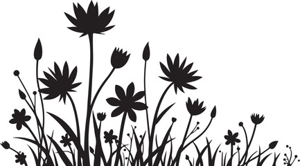 Wildflower Silhouette SVG Bundle | Floral Border Vector Clipart for Cricut & Crafts

