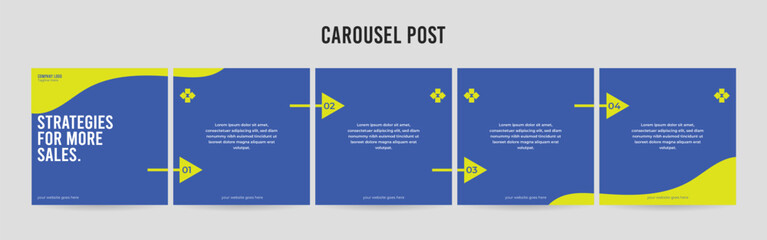 Editable Instagram Carousel Post Layout Set, Social Media Marketing microblog template design, tips & tricks linkedin post template, eps 10.