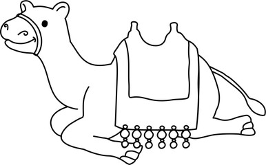 Baby Camel Cute Style Black and White Line Art Coloring Book Kids Illustration Vector Eps