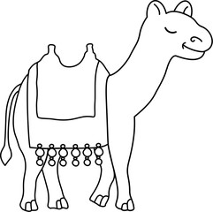 Baby Camel Cute Style Black and White Line Art Coloring Book Kids Illustration Vector Eps