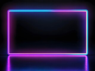 A glowing rectangular frame composed of neon blue and pink light