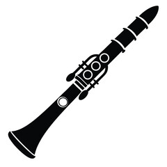 Silhouette clarinet musical instruments vector art.