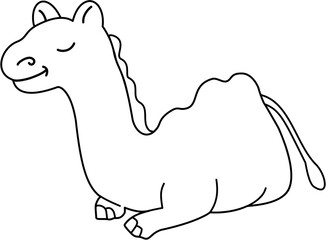 Baby Camel Cute Style Black and White Line Art Coloring Book Kids Illustration Vector Eps
