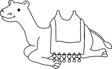 Baby Camel Cute Style Black and White Line Art Coloring Book Kids Illustration Vector Eps