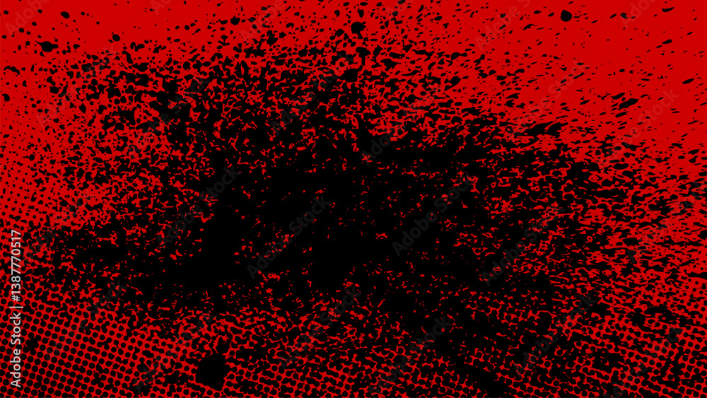 Canvas Prints a grunge red background splashed with black paint all over.