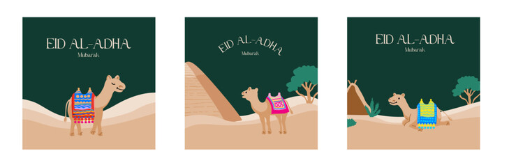 Baby Camel Cute Celebration Holiday Event for Eid Al Adha Social Media Platform Vector