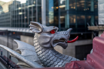 Details of the coat of arms of London on the Holborn viaduct