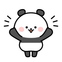 Illustration of panda raising both hands.
