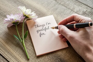 hand write things im grateful for card. Appreciate life and positivity