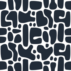 Abstract Organic Blob Pattern – Seamless Black and White Background Design