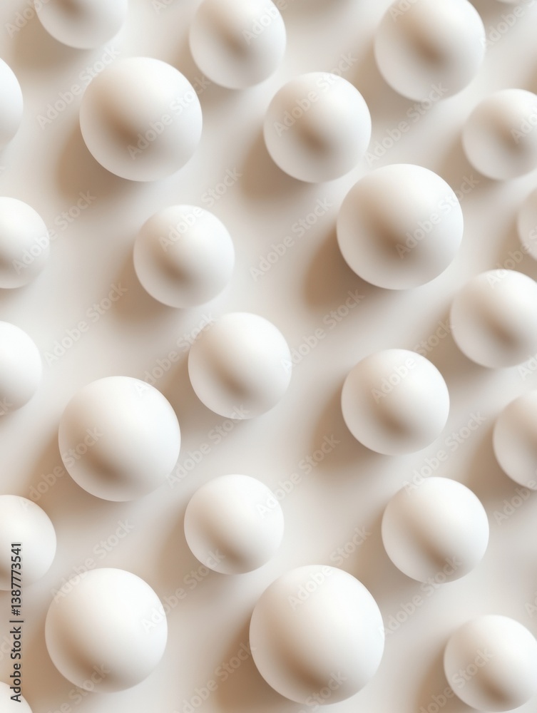 Poster Structured pattern of matte white spheres on neutral background showcasing elegant modern minimalism in design and decor