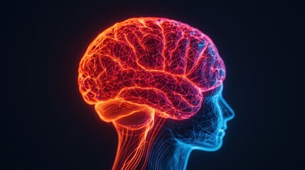 Neuroscience Exploration Artistic Representation of the Human Brain Digital Art Science Studio Side View Mind Connectivity Concept