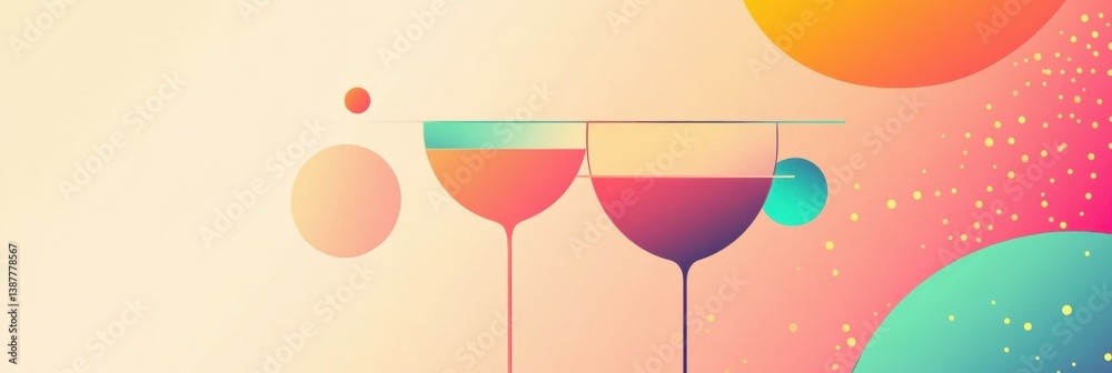 Poster sleek modern party logo featuring abstract celebratory icons and vibrant minimalistic design for fes