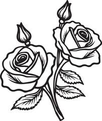 Rose Line Art SVG | Elegant Flower Tattoo Design | Floral Clipart Bundle

