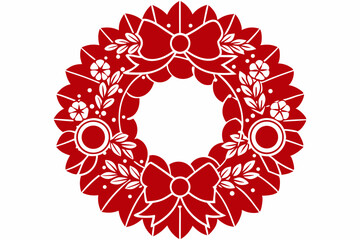 christmas wreath with red ribbon