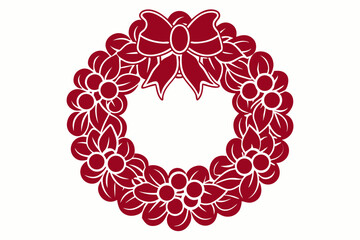 christmas wreath with red ribbon