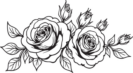 Rose Line Art SVG | Elegant Flower Tattoo Design | Floral Clipart Bundle
