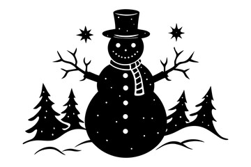 snowman and christmas tree