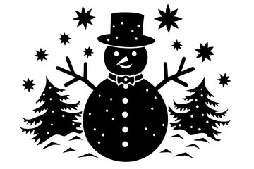 snowman and christmas tree