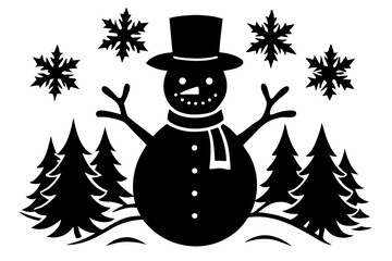 snowman and christmas tree