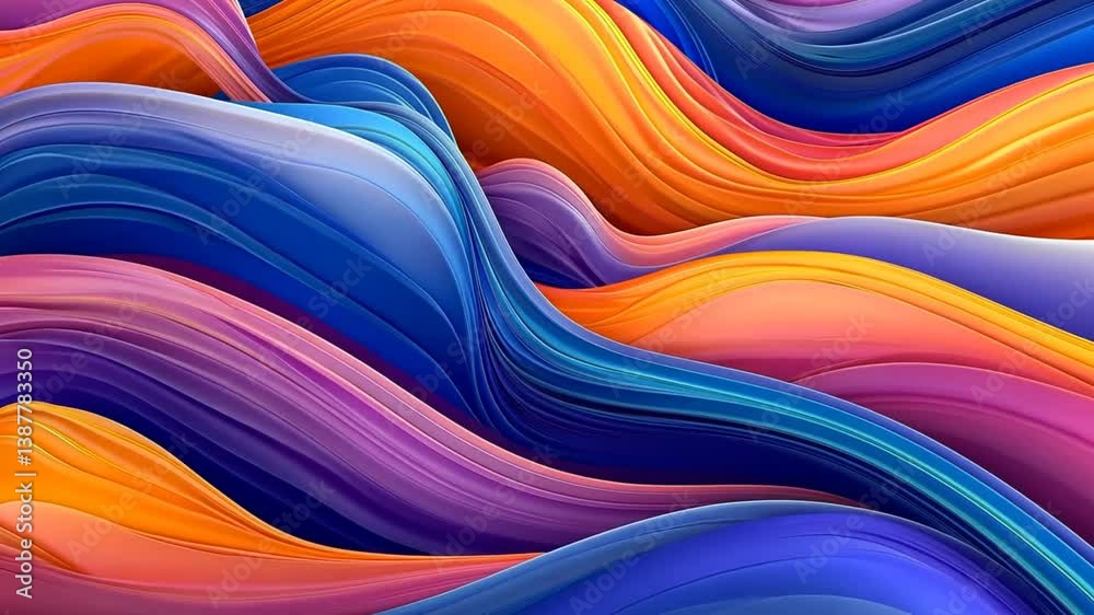 Poster colorful abstract waves create dynamic visual movement in artwork generative ai