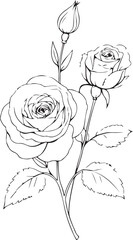 Rose Line Art SVG | Elegant Flower Tattoo Design | Floral Clipart Bundle
