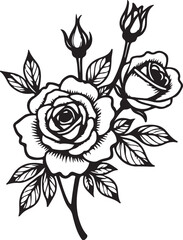 Rose Line Art SVG | Elegant Flower Tattoo Design | Floral Clipart Bundle

