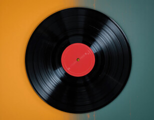 Vinyl Record on Colorful Background Classic Audio Music Listening Experience