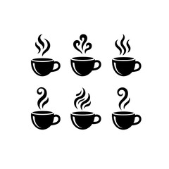 Obraz premium coffee cup icons,set of coffee cups,black silhouette vector icons isolated on white background