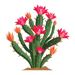 Red cactus flower in a pot with a bouquet . © Lovely