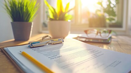 Tablet screen showing document summary with highlighted terms and notes