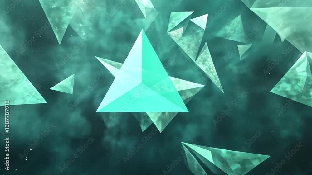 Poster geometric shapes in abstract green background create intriguing visual generative ai